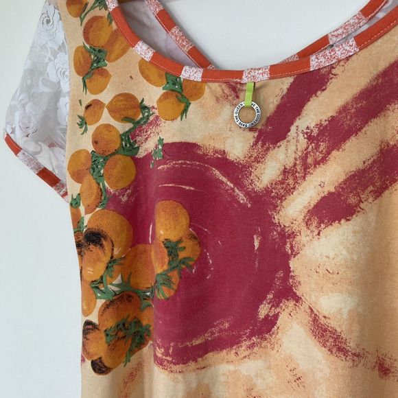 Save The Queen Vintage Short Sleeve Multicoloured Abstract Fruit Print Top Large - Picture 11 of 16
